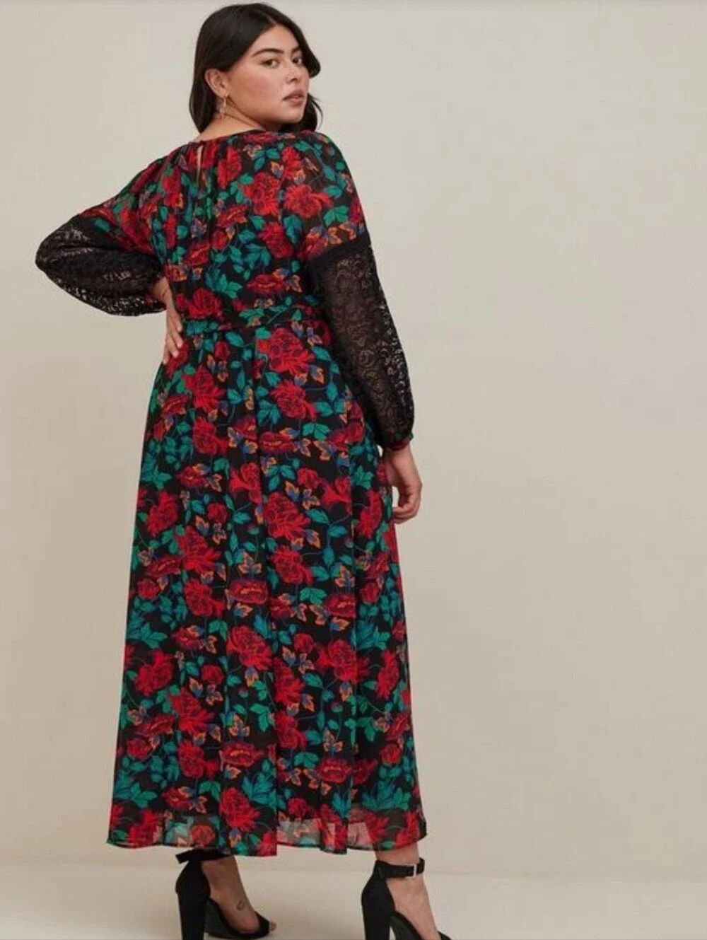 Torrid Floral Lace-Sleeve Maxi Dress - New - Picture 5 of 6